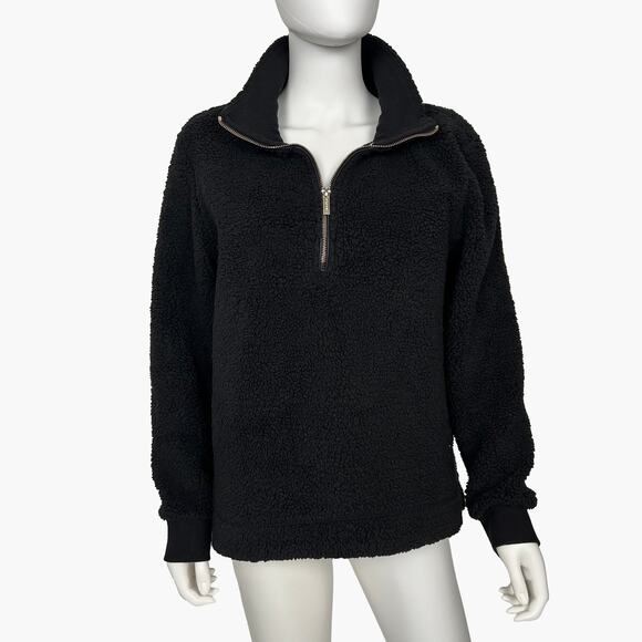 CALVIN KLEIN Women’s Half-Zip Fleece Sweater (Black | Size M) - Picture 1 of 6